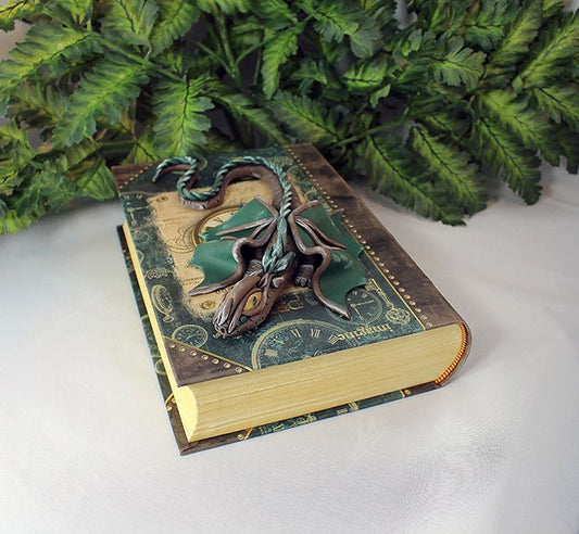 Polymer Clay Brown and Green Dragon Book - 1-063