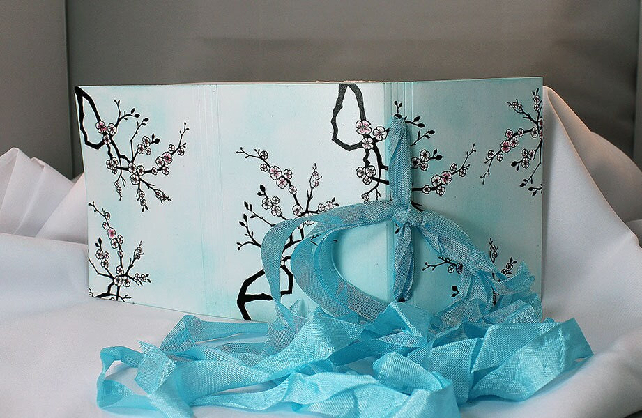 Handmade Cherry Blossom Art Mixed Media Journal - 3-008