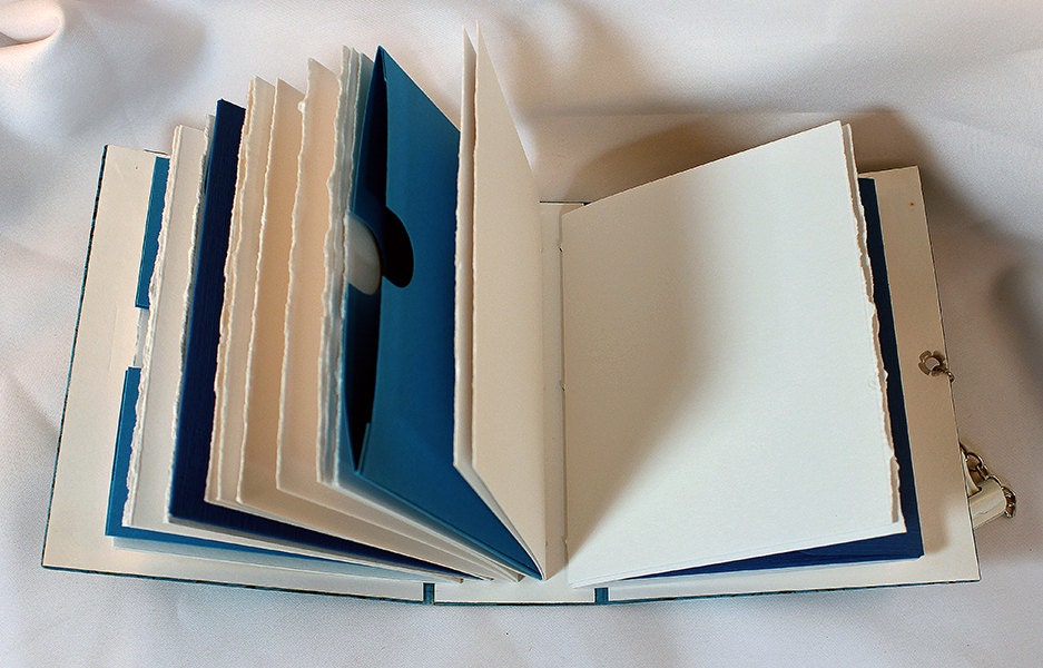 Handmade Blue Mixed Media Journal w/pocket - 4-012
