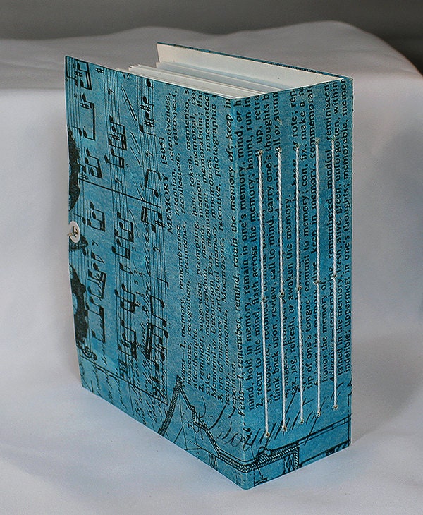 Handmade Blue Mixed Media Journal w/pocket - 4-012