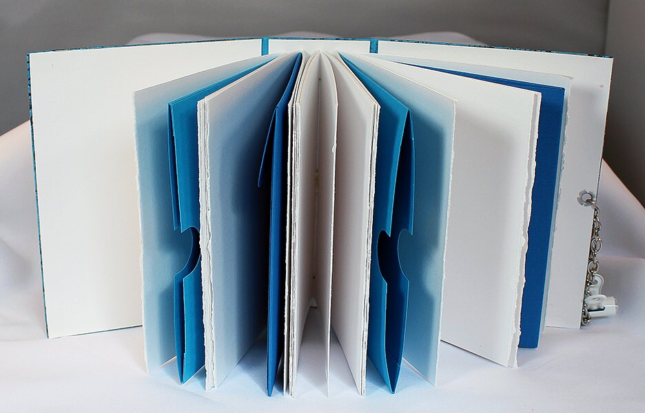 Handmade Blue Mixed Media Journal w/pocket - 4-012