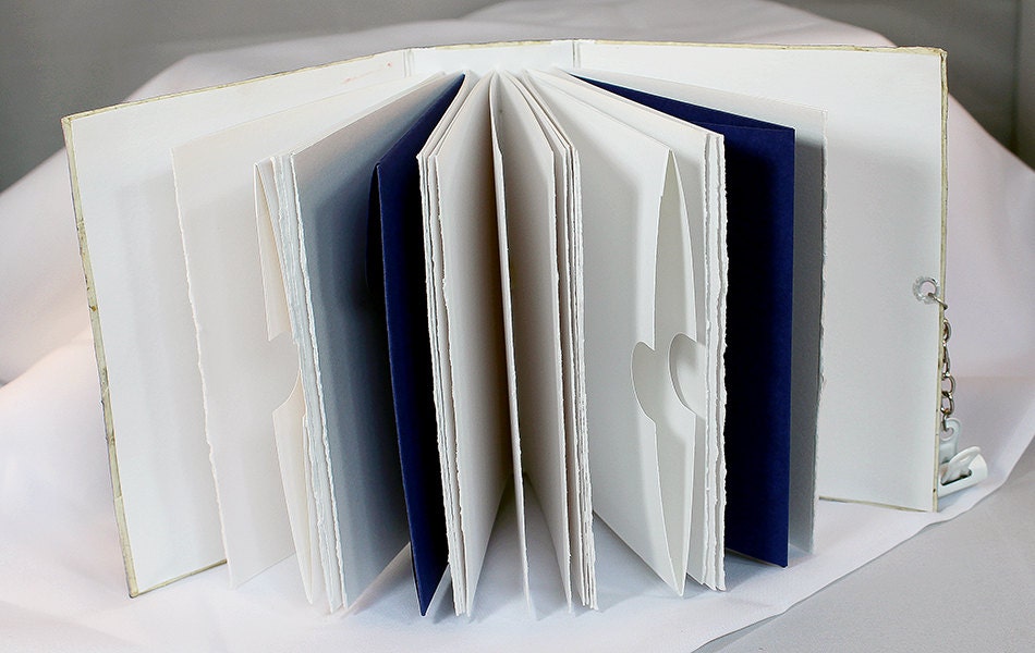 Handmade Blue Mixed Media Journal w/pocket - 4-013
