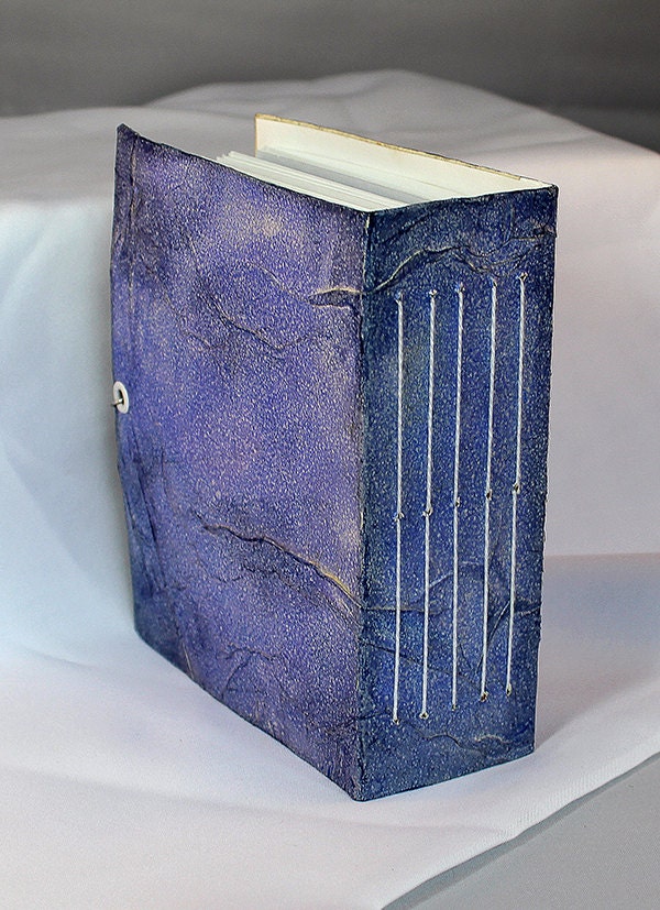 Handmade Blue Mixed Media Journal w/pocket - 4-013
