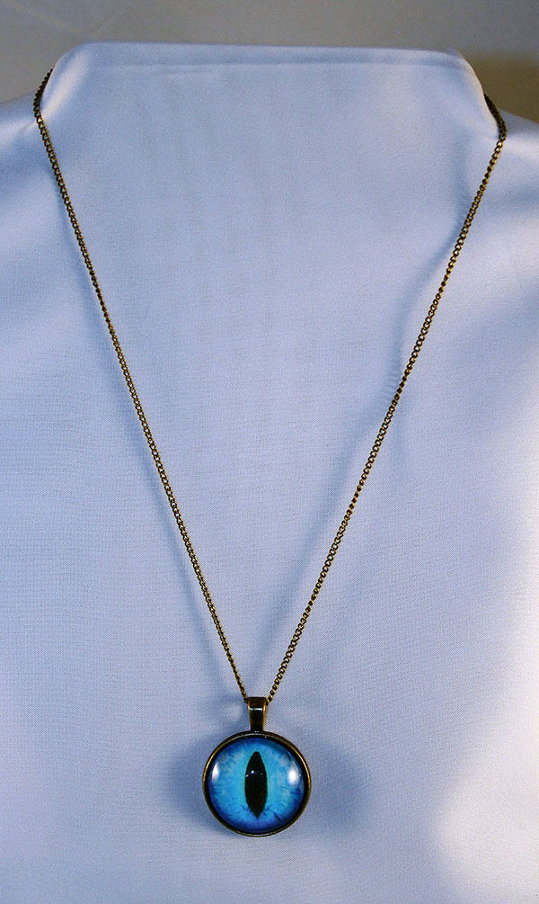 Blue Handcrafted Glass Dragon Eye Necklace - 13-001