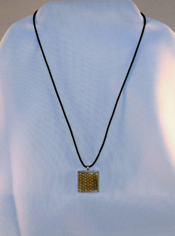 Yellow Handcrafted Glass Dragon Scale Necklace - 13-005C