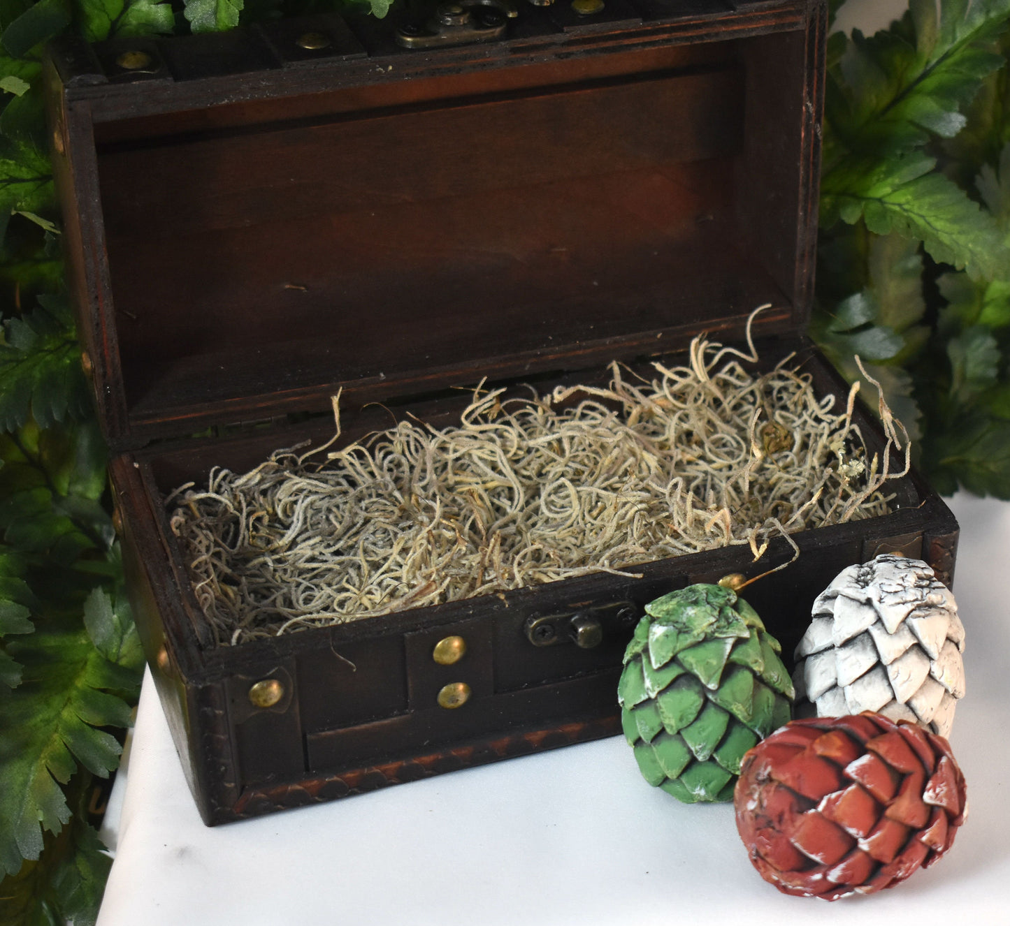 Mini Polymer Clay Dragon Eggs in Brown Chest - 8-031