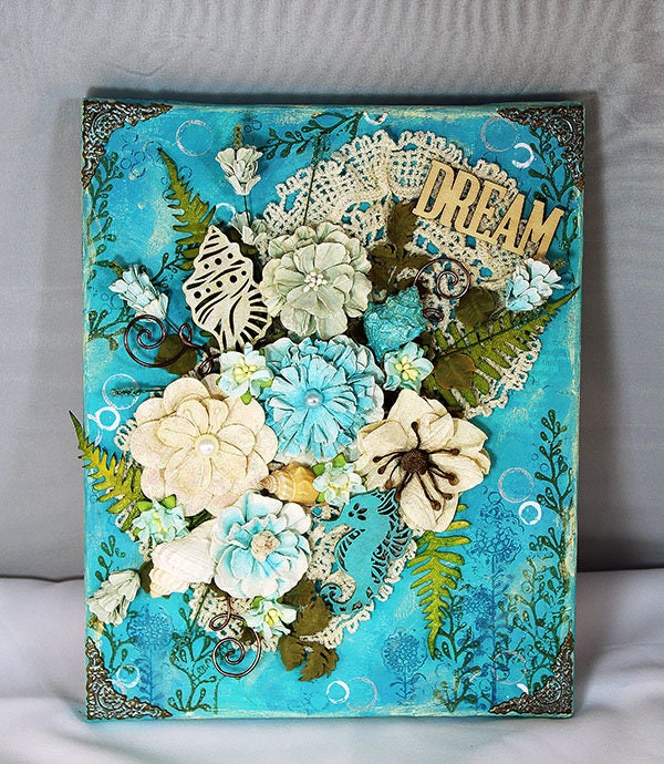 8 x 10 Handmade Mixed Media Flower Canvas - 11-002