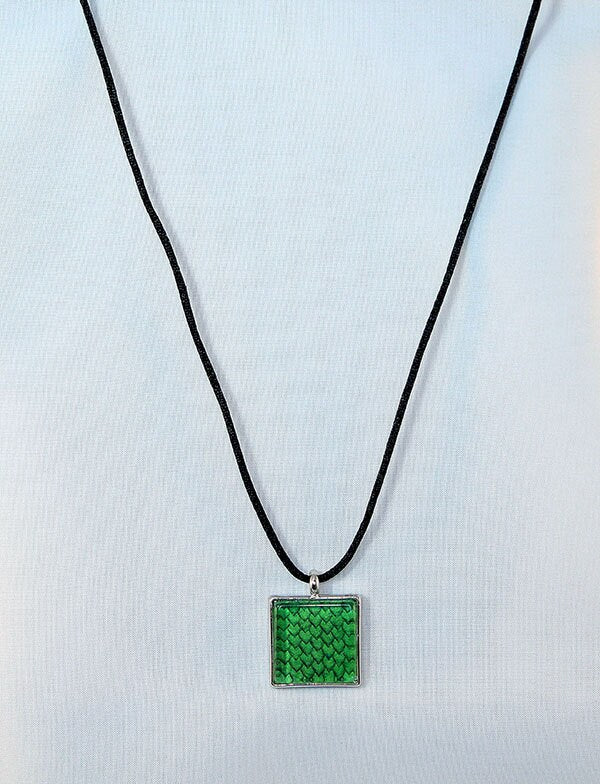 Green Handcrafted Glass Dragon Scale Necklace - 13-005A