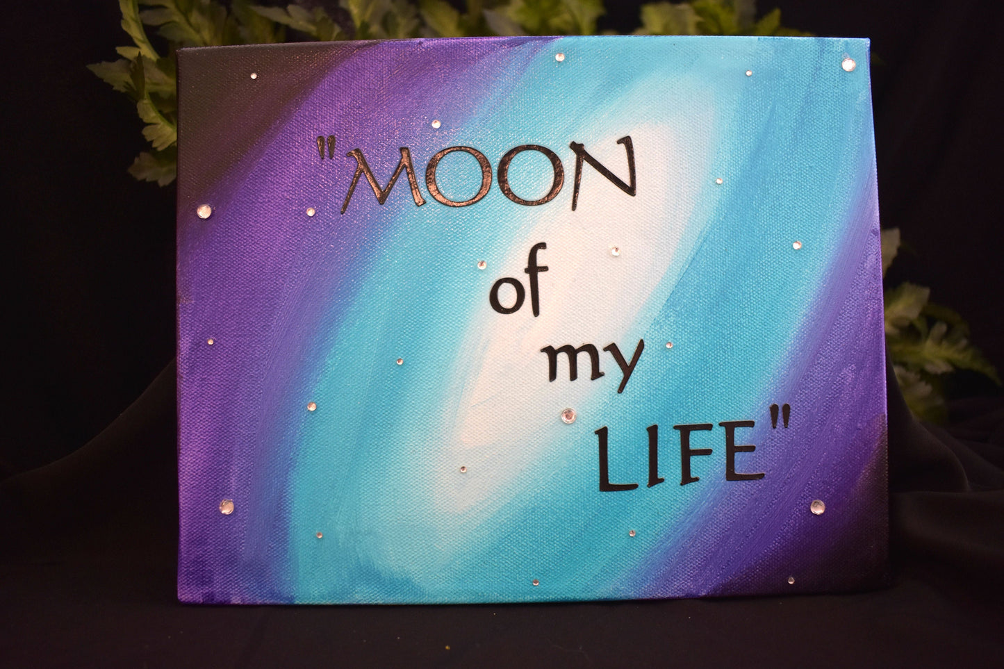 8x10 Handmade Mixed Media Moon Of My Life Canvas - 10-009