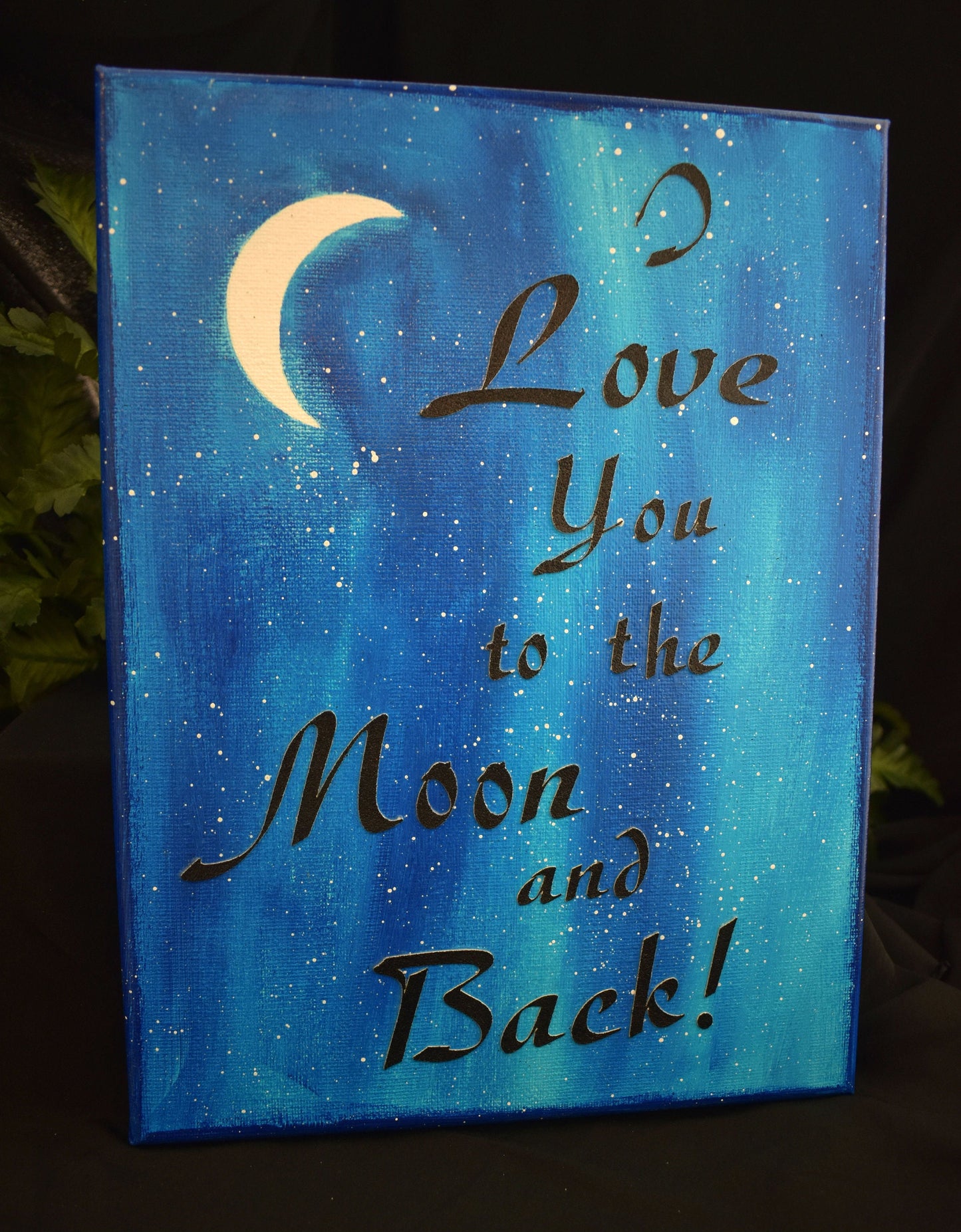 9x12 Handmade Mixed Media Canvas - I Love You To The Moon And Back - 10-025