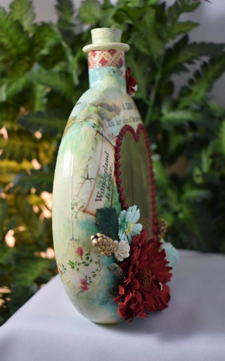 Alice Decoupage Mixed Media Glass Jar - 7-060