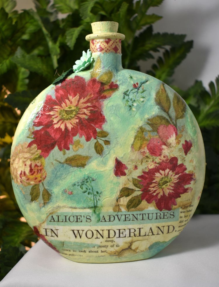 Alice Decoupage Mixed Media Glass Jar - 7-060