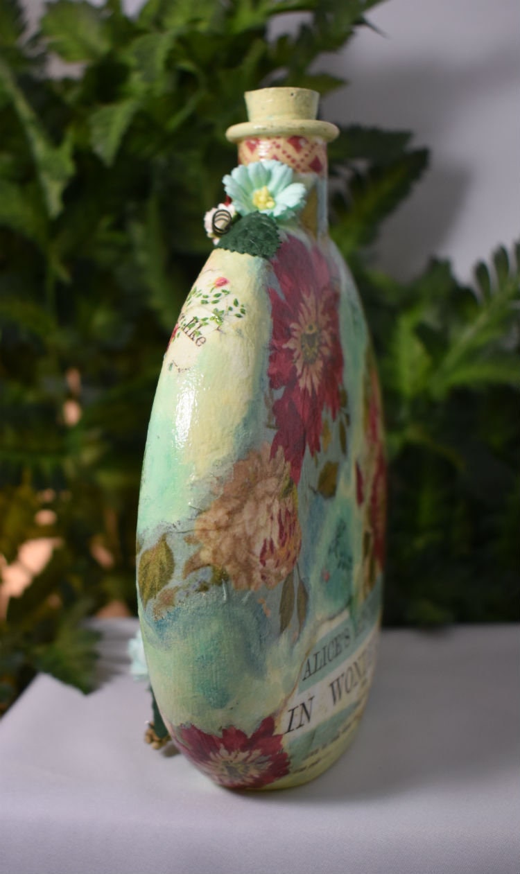 Alice Decoupage Mixed Media Glass Jar - 7-060