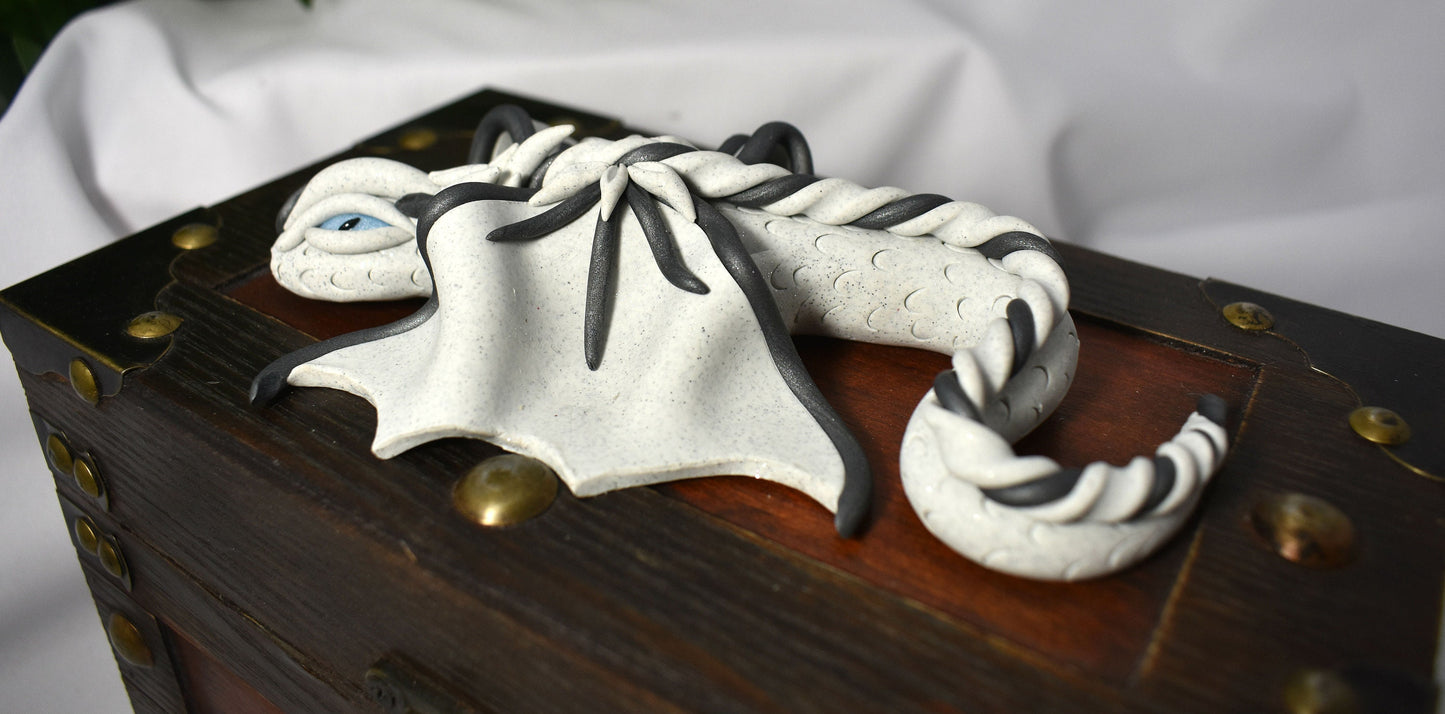 Polymer Clay White Sparkly Dragon on Chest - 1-107