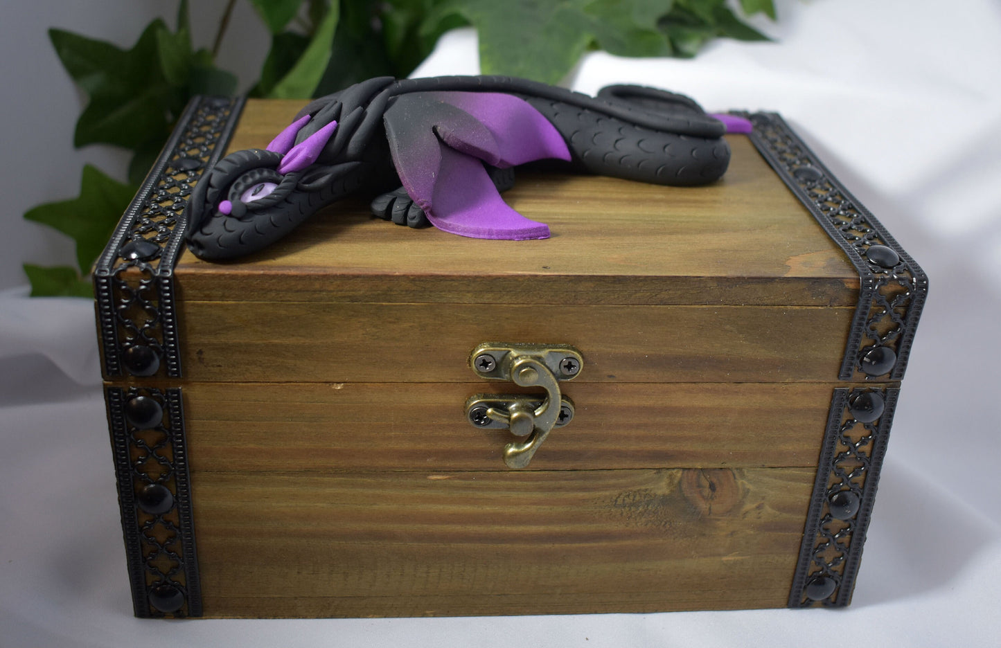 Polymer Clay Black Dragon on Chest - 1-115