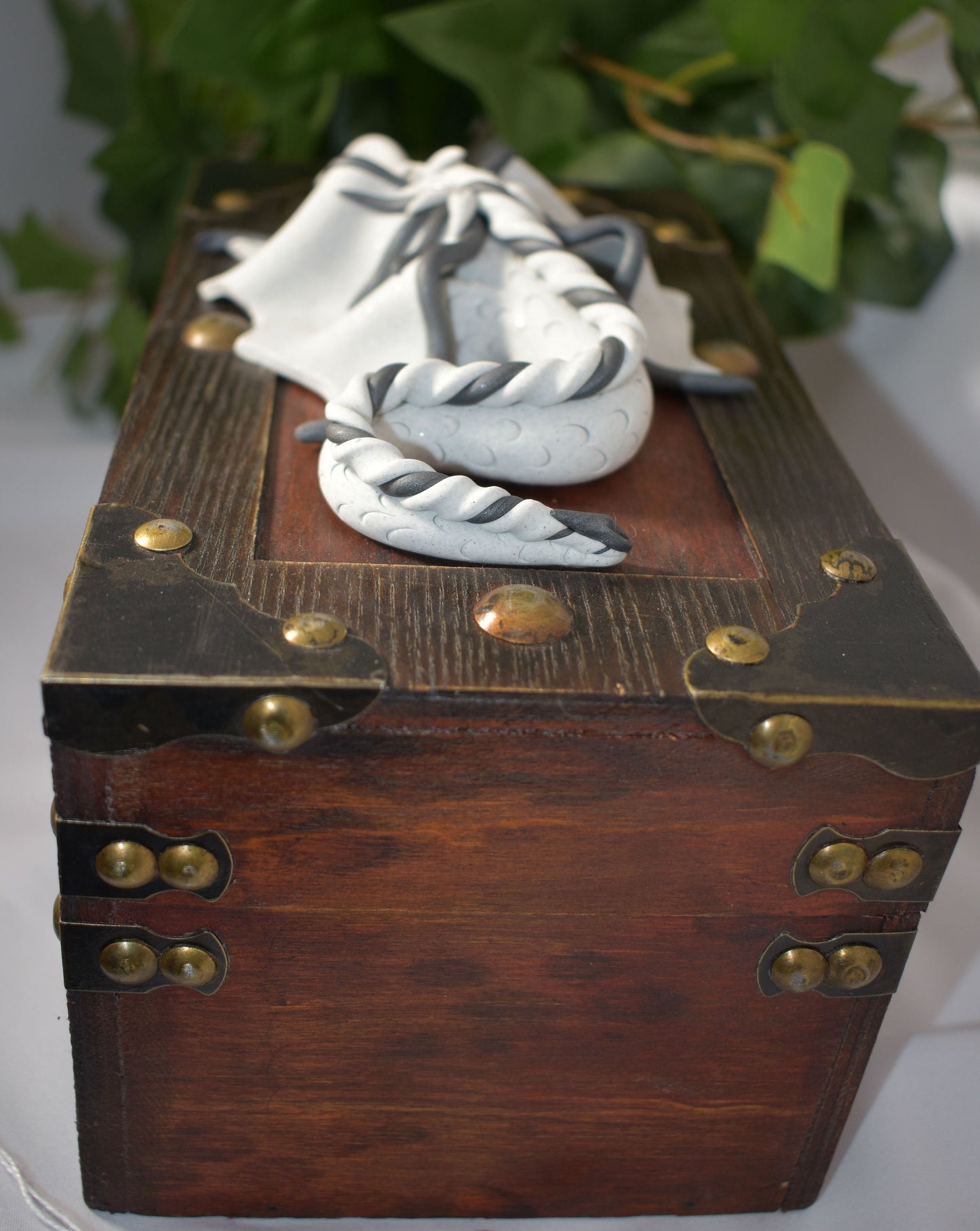 Polymer Clay White Sparkly Dragon on Chest - 1-107