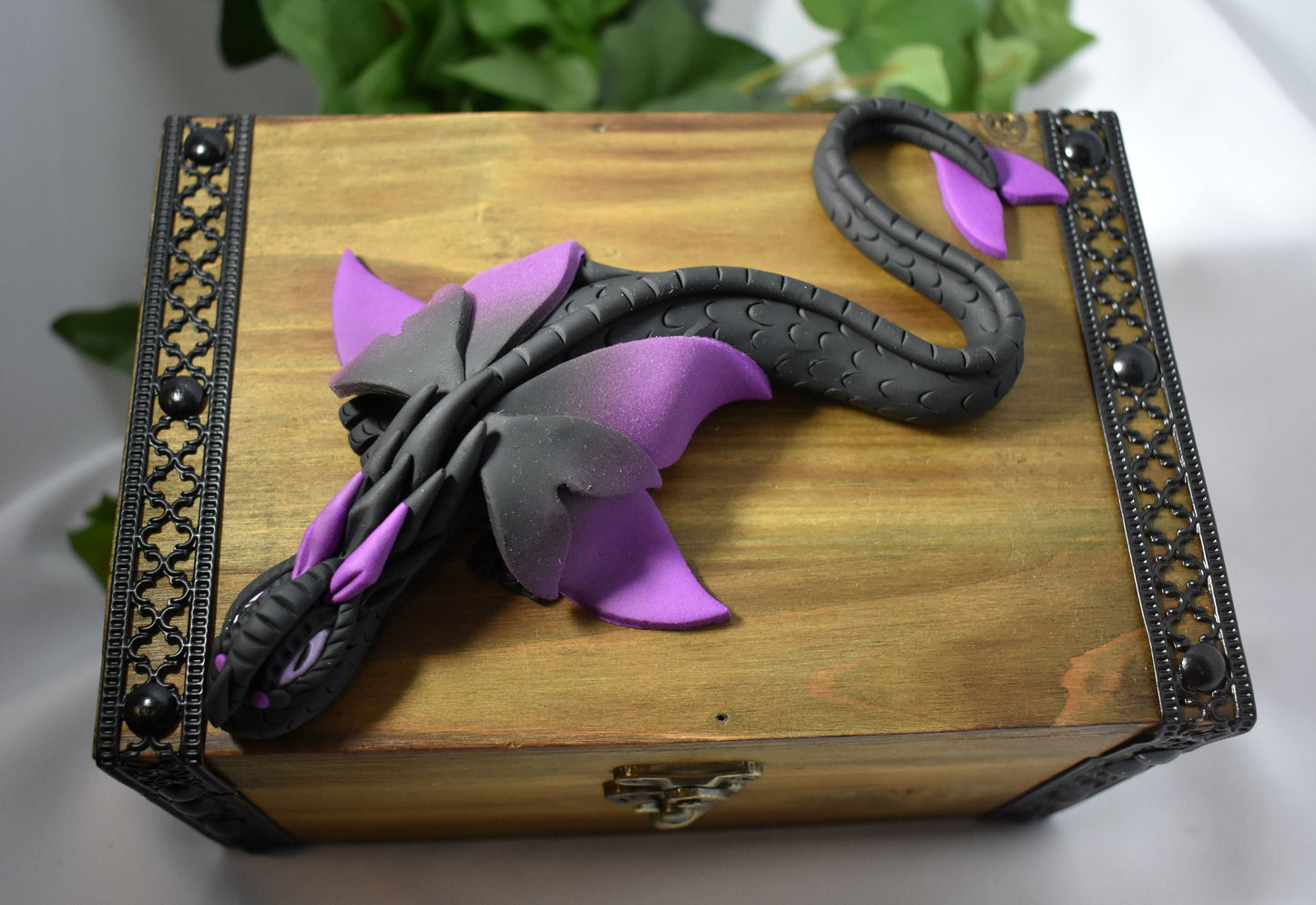 Polymer Clay Black Dragon on Chest - 1-115