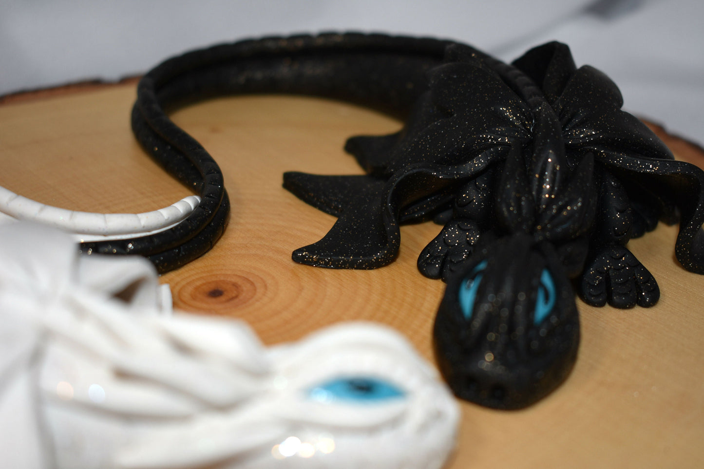 White and Black Clay Dragon Pair Wall Decor - 1-121