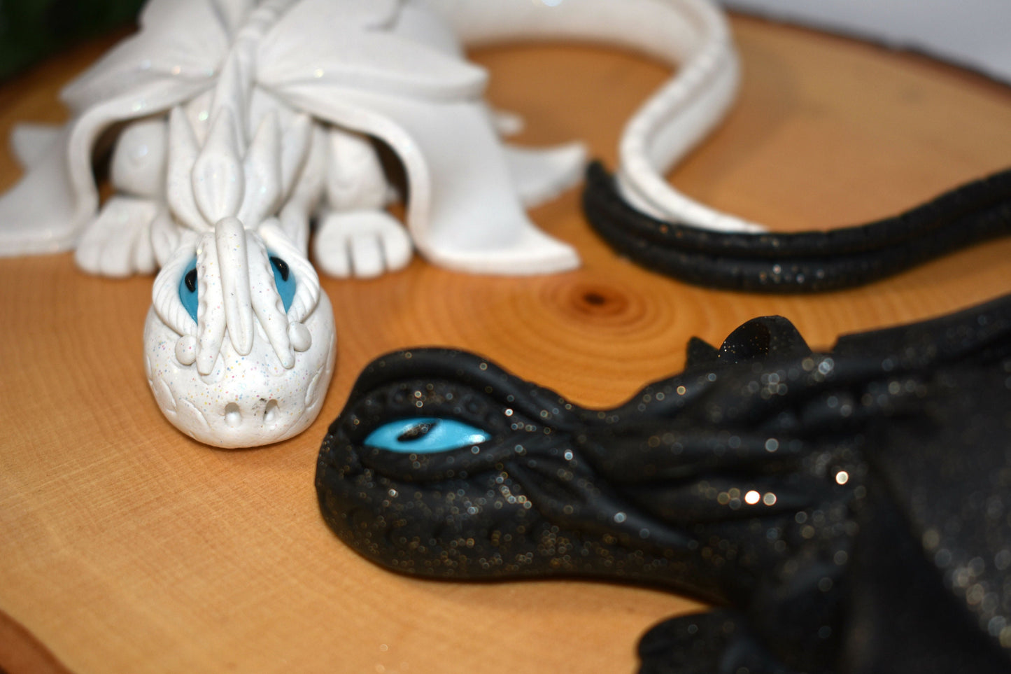 White and Black Clay Dragon Pair Wall Decor - 1-121