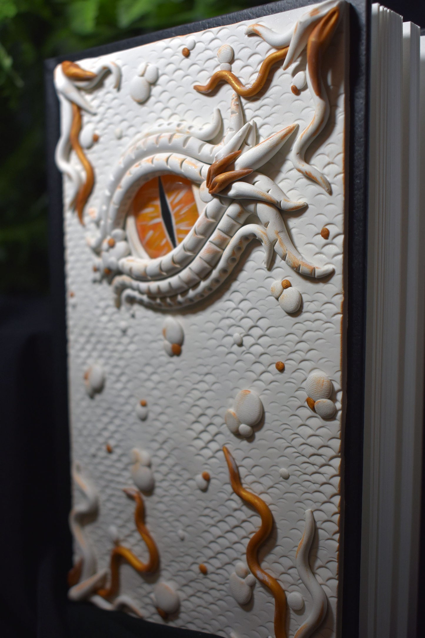 White Polymer Clay Dragon Eye Journal - 2-045