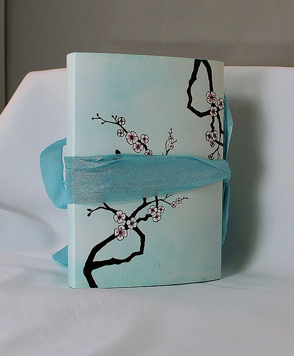 Handmade Cherry Blossom Art Mixed Media Journal - 3-008