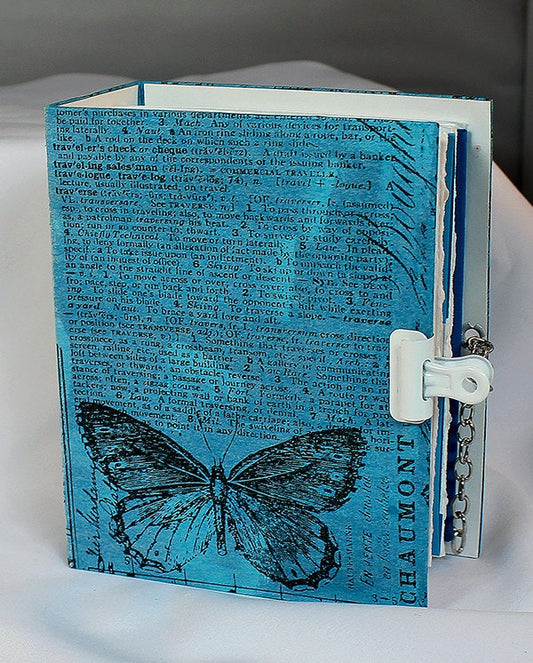 Handmade Blue Mixed Media Journal w/pocket - 4-012