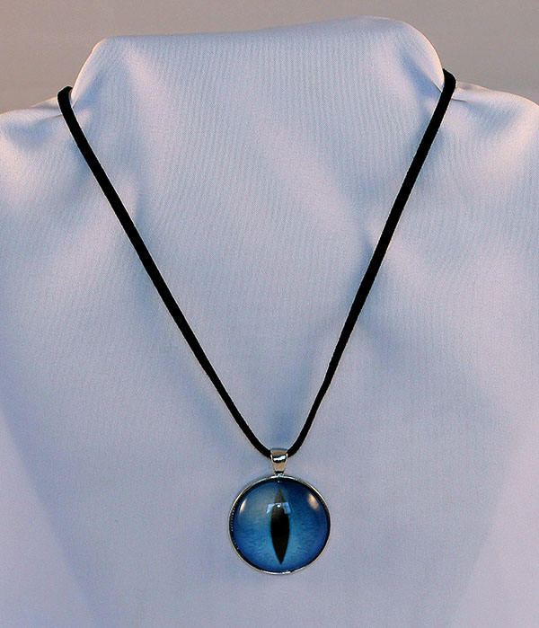 Large Blue Handcrafted Glass Dragon Eye Necklace - 13-004