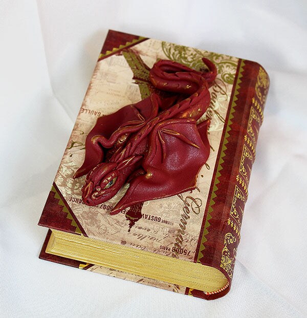 Polymer Clay Burgundy Dragon Book - 1-078