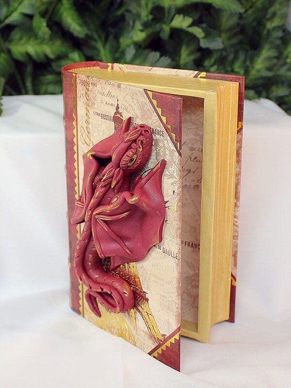 Polymer Clay Burgundy Dragon Book - 1-078