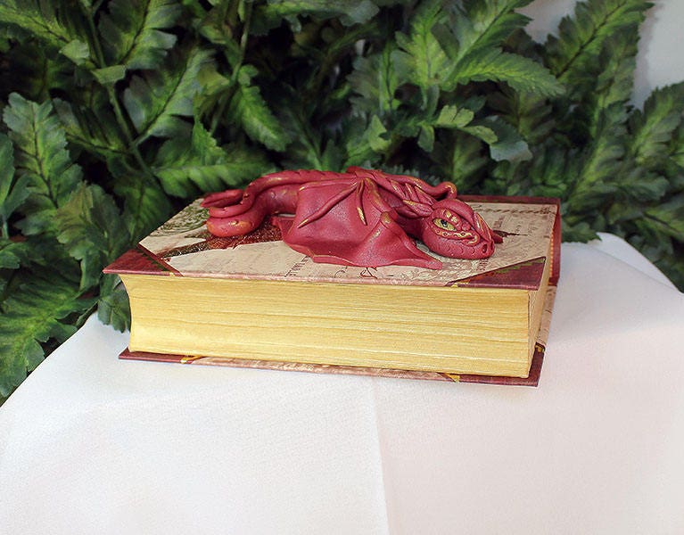 Polymer Clay Burgundy Dragon Book - 1-078