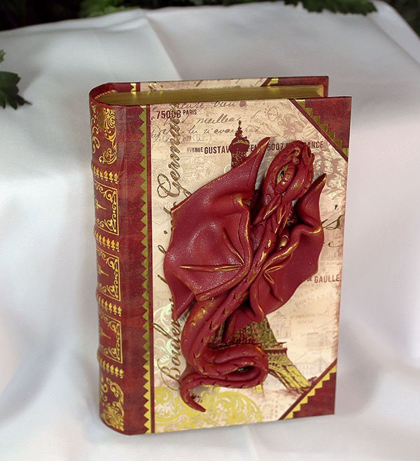 Polymer Clay Burgundy Dragon Book - 1-078
