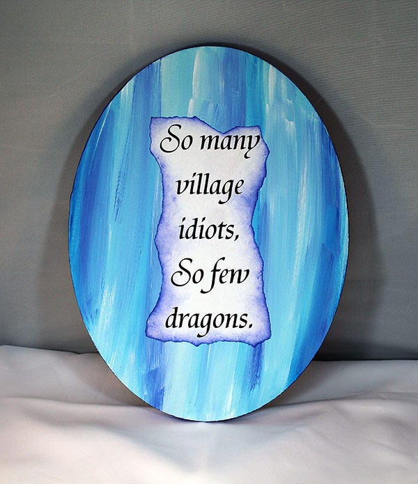 Handmade Mixed Media Canvas - Village Idiot Canvas - 10-002