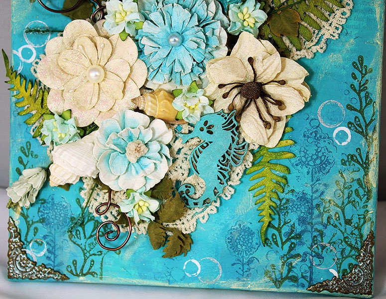 8 x 10 Handmade Mixed Media Flower Canvas - 11-002