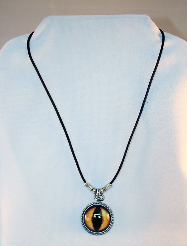 Yellow Handcrafted Glass Dragon Eye Necklace - 13-003B