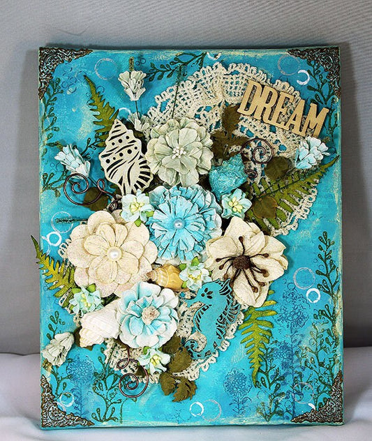 8 x 10 Handmade Mixed Media Flower Canvas - 11-002