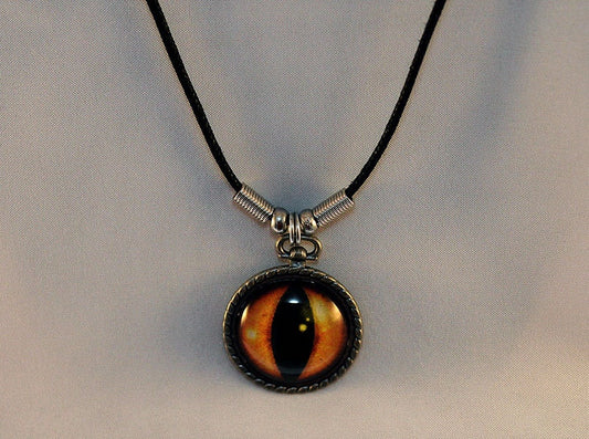 Yellow Handcrafted Glass Dragon Eye Necklace - 13-003B