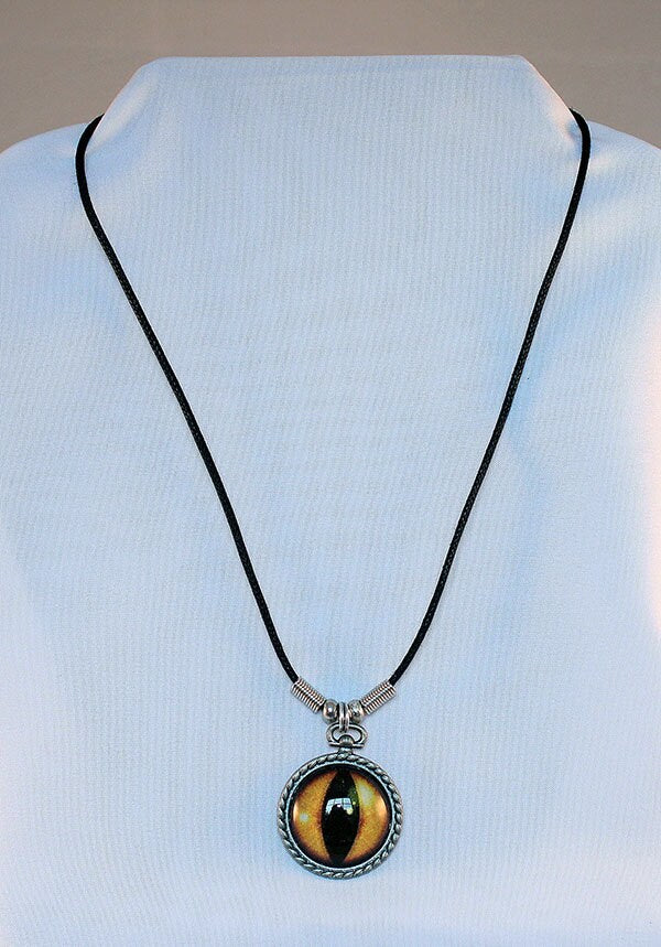 Yellow Handcrafted Glass Dragon Eye Necklace - 13-003B