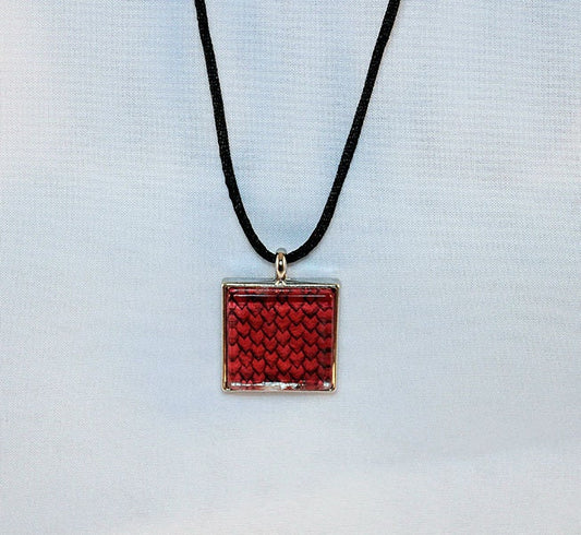 Red Handcrafted Glass Dragon Scale Necklace - 13-008B