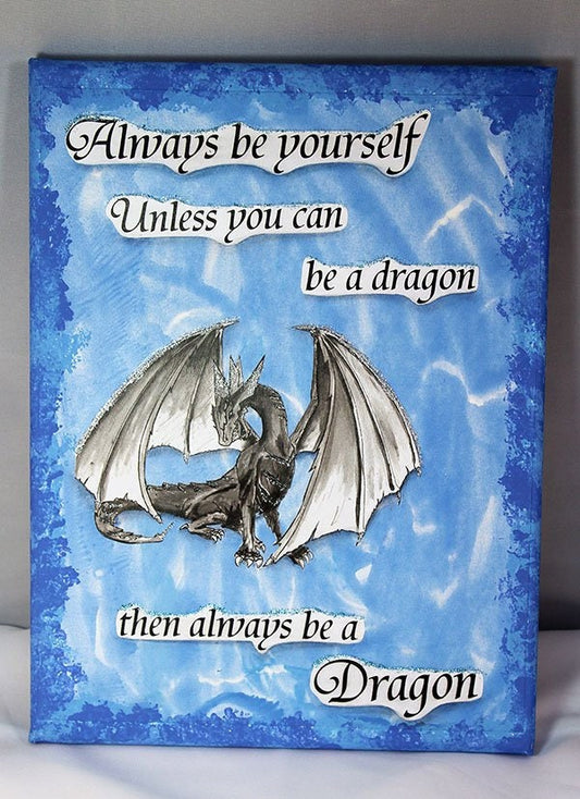 Handmade Mixed Media Canvas - Be A Dragon Painting - 10-015