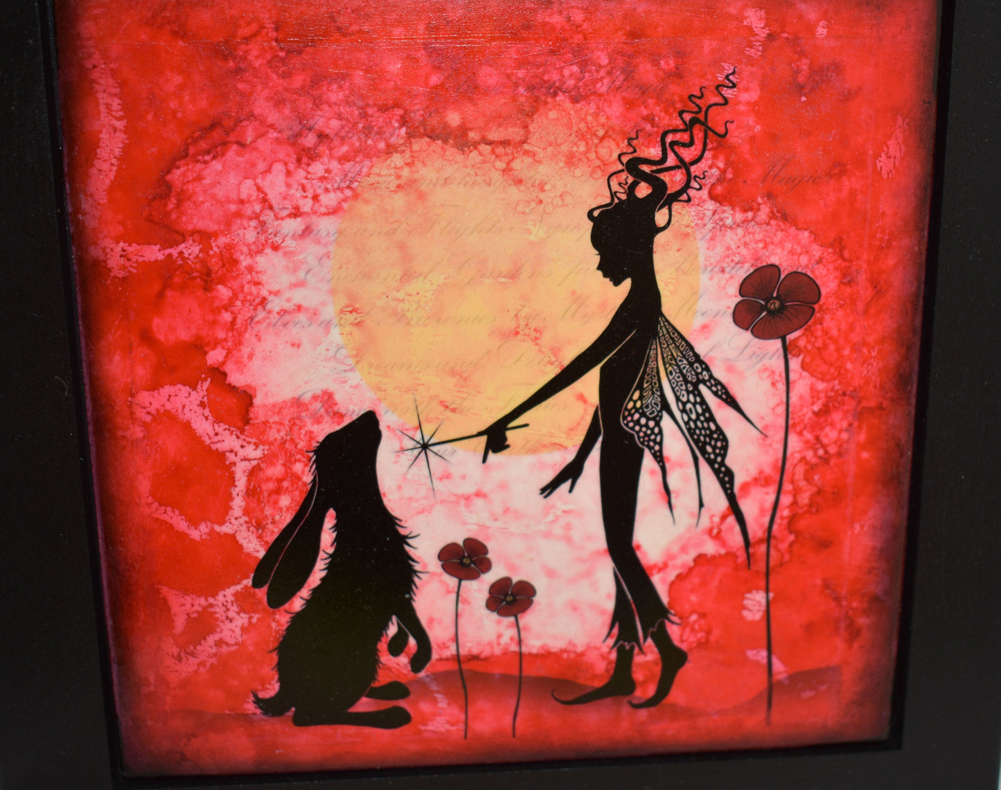Fairy Silhouette Alcohol Ink Ceramic Tile Art - 7-038