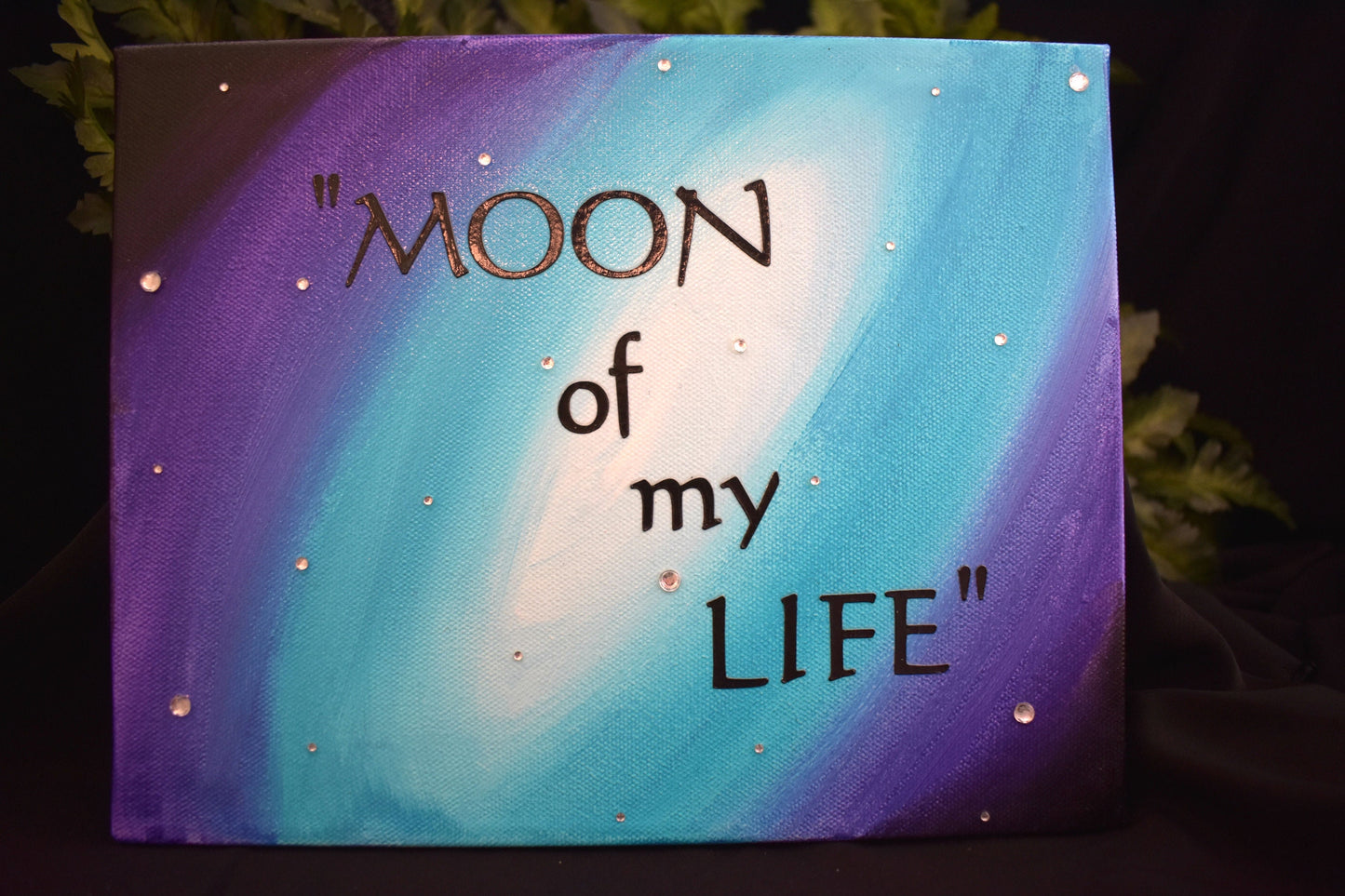 8x10 Handmade Mixed Media Moon Of My Life Canvas - 10-009