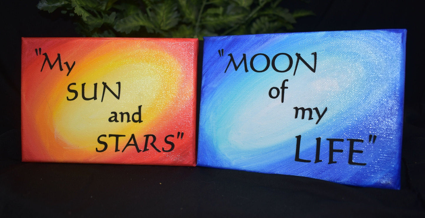 4"x5" Sun and Moon Quote Canvas Set - Moon Of My Life - My Sun and Stars - 10-029