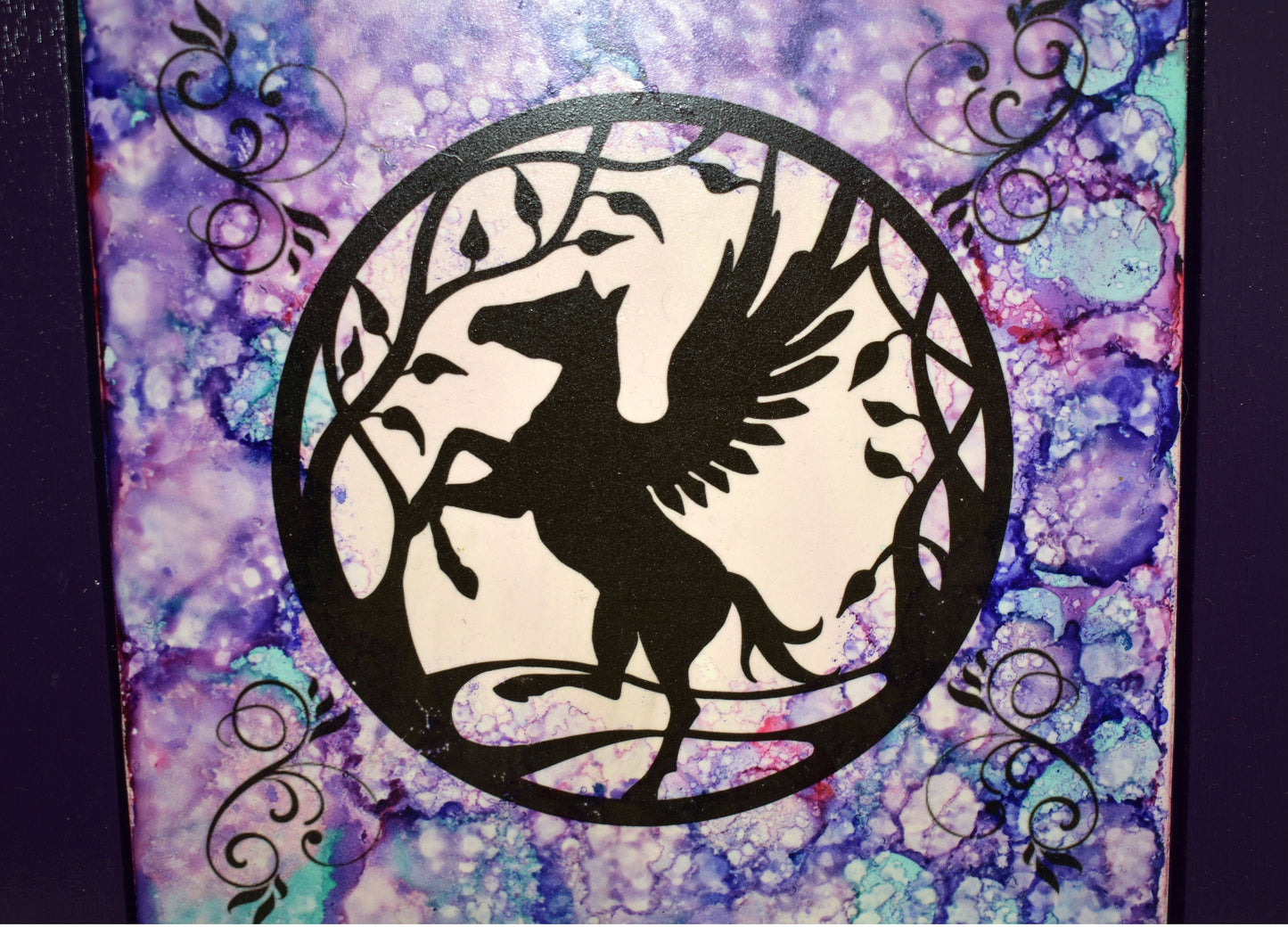 Fairy Silhouette Alcohol Ink Ceramic Tile Art - 7-037