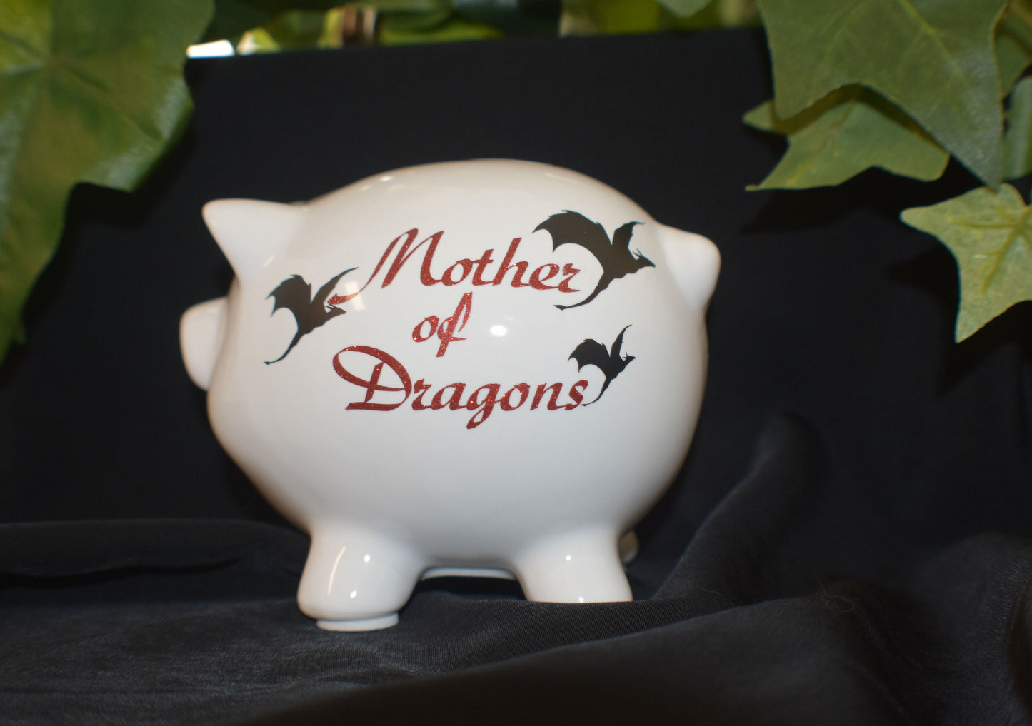 White Ceramic Piggy Bank - Mother of Dragons - 9-040