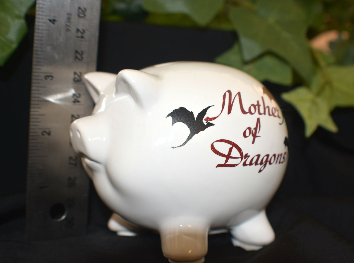 White Ceramic Piggy Bank - Mother of Dragons - 9-040