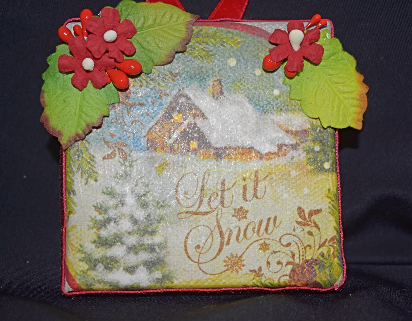 3" x 3" Rice Paper Mixed Media Christmas Canvas - 11-010