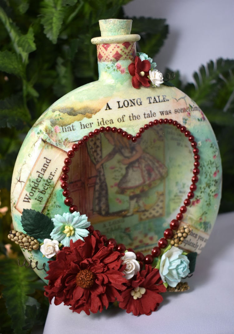 Alice Decoupage Mixed Media Glass Jar - 7-060