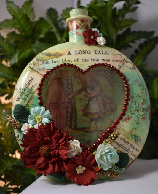 Alice Decoupage Mixed Media Glass Jar - 7-060