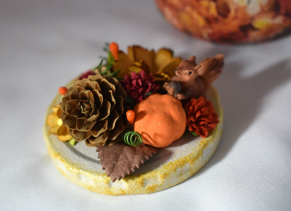 Autumn Decoupage Mixed Media Glass Jar - 7-063