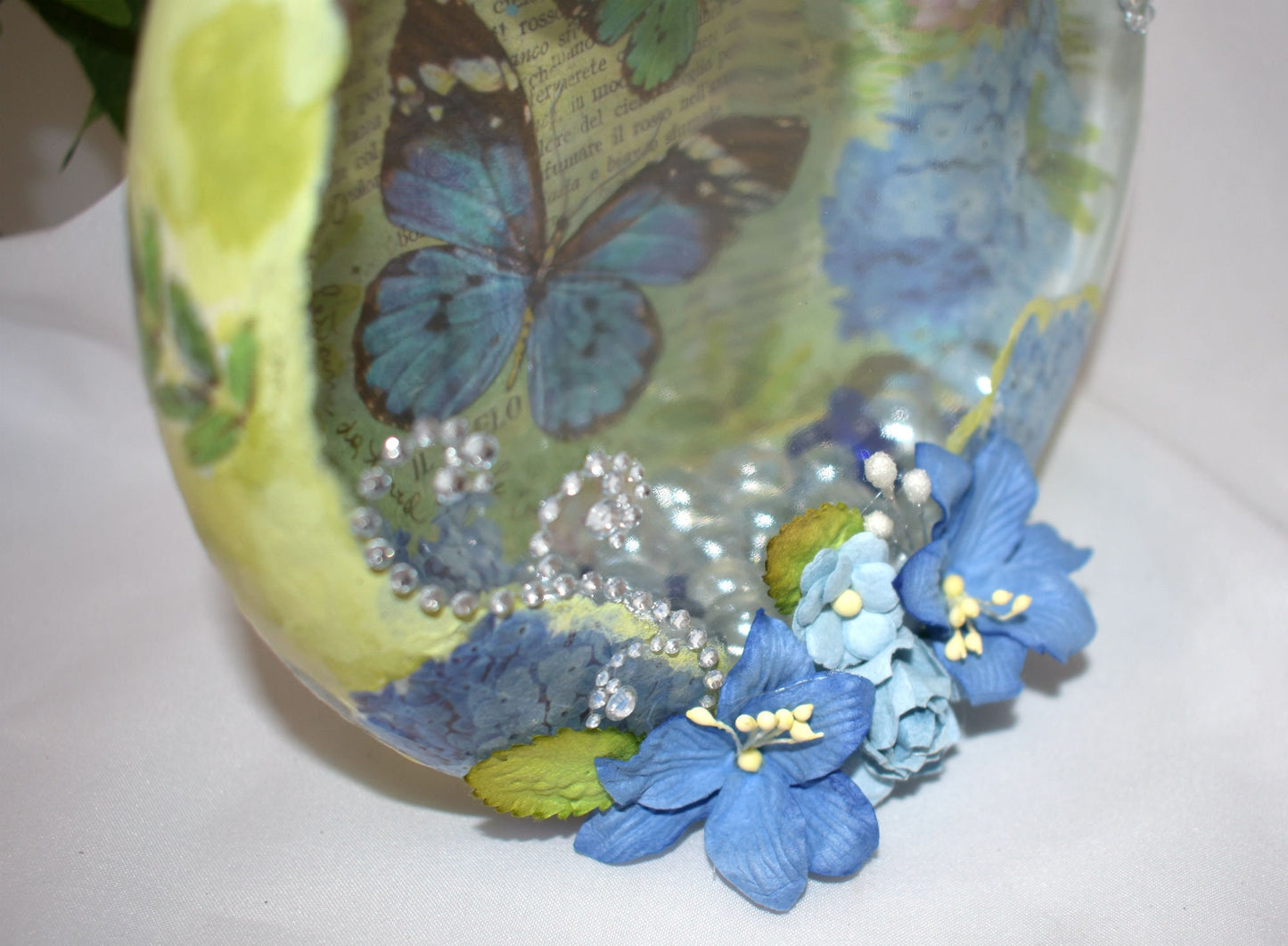 Butterfly Decoupage Mixed Media Glass Jar - 7-064